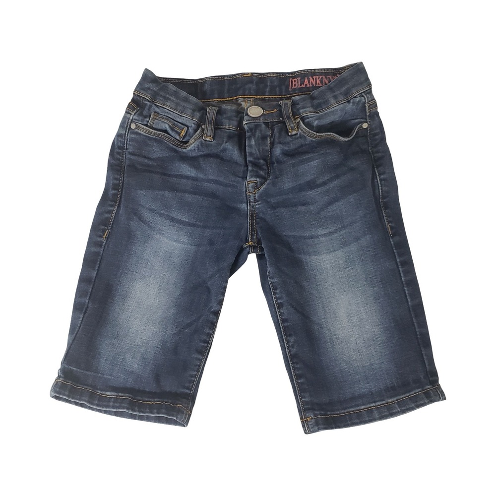 BlankNYC Girls Dark Wash Denim Shorts Size 8 Blue Stretch Bermuda Jean Shorts